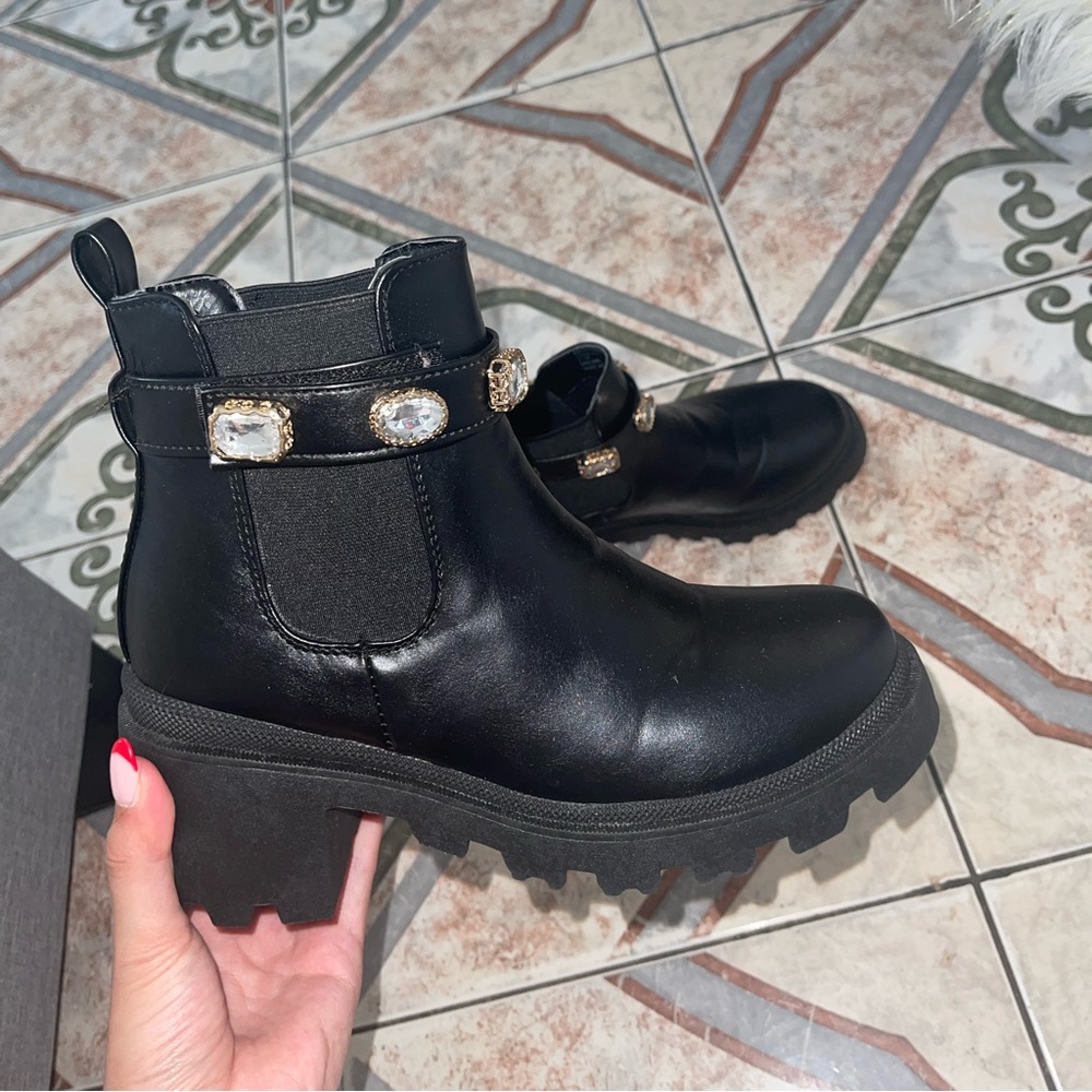 Black bling booties